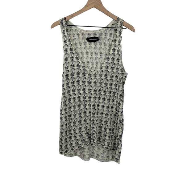 Zadig & Voltaire Joss Skull Linen Blend Sleeveless Tank Top